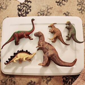 Lot of 5 Vintage Solid Hard Plastic Dinosaur Toys Figurines Figures Children Kid